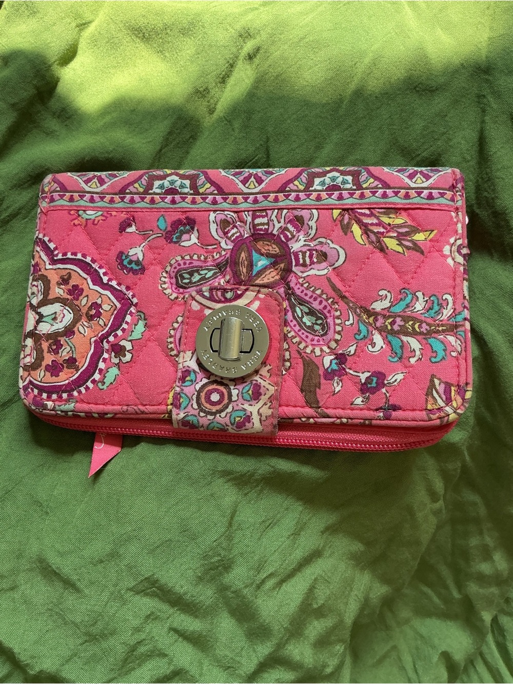 Vera Bradley Pink Quilted Paisley Turn-Lock Wallet